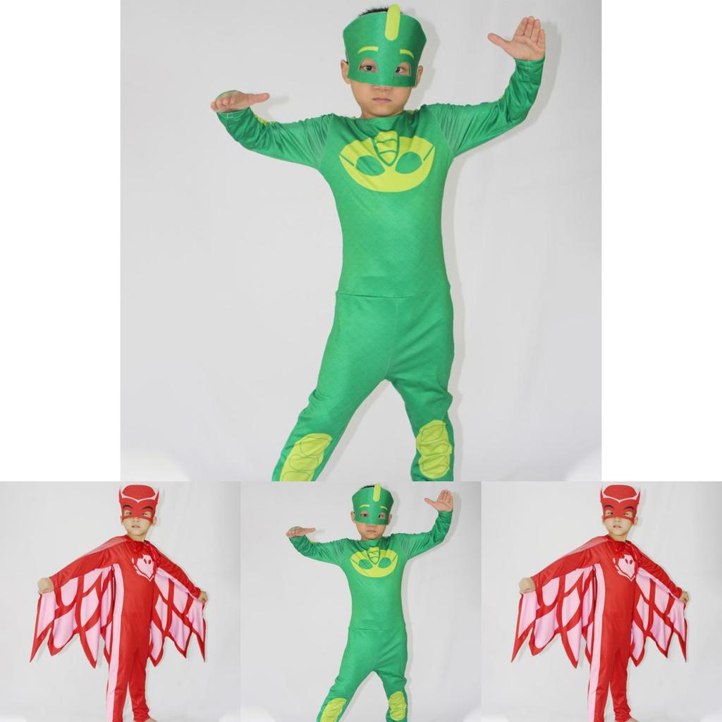 Noblekids Pj Mask Costume Featuring Colorful Catboy Owlette Gekko Jumpsuit For Kids