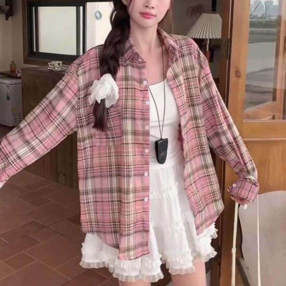 Navava Women Lovely Soft Check Long Sleeve Shirt Nb2983