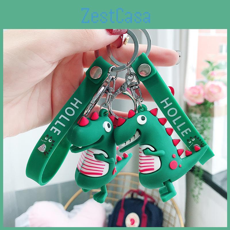 Cute Cartoon Dinosaur Rubber Keychain Adorable Car Bag Charm For Women
