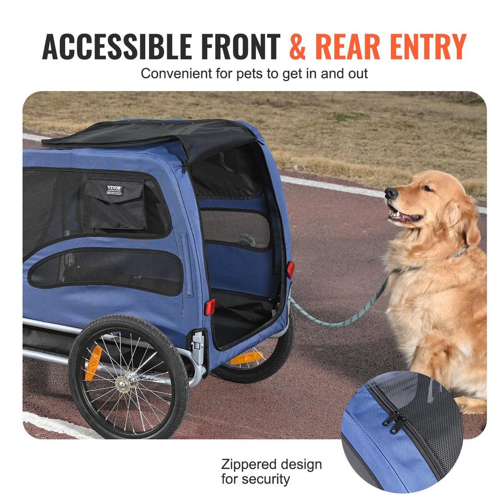 Carrellino per Cani da Bicicletta, Supporta fino a 100 libbre, Carrellino per Animali Domestici Portabici, Telaio Pieghevole Facile con Ruote a Sgancio Rapido, Gancio Universale per Bicicletta,
