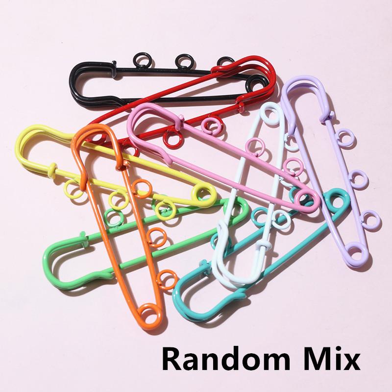 10pcs 50x16mm Safety Pins Brooch Metal Sewing Pins Clothes Pins with 3/5 Loops for Tags DIY Crafts Jewelry Making Findings