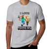Oversized Black Short-Sleeve T-Shirt Featuring Minecraft Steve & Alex "I LOVE MINERS" Funny Pixel Art Graphic Print for Sandbox Game Enthusiasts