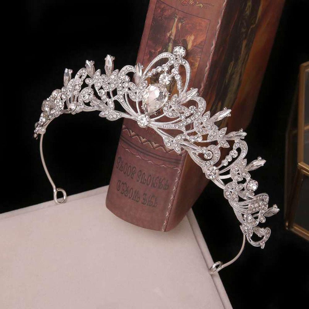 Rhinestone Crystal Zinc Zinc Alloy Queen Tiara Bride Crown Korean Style Headband Women Hair Accessories