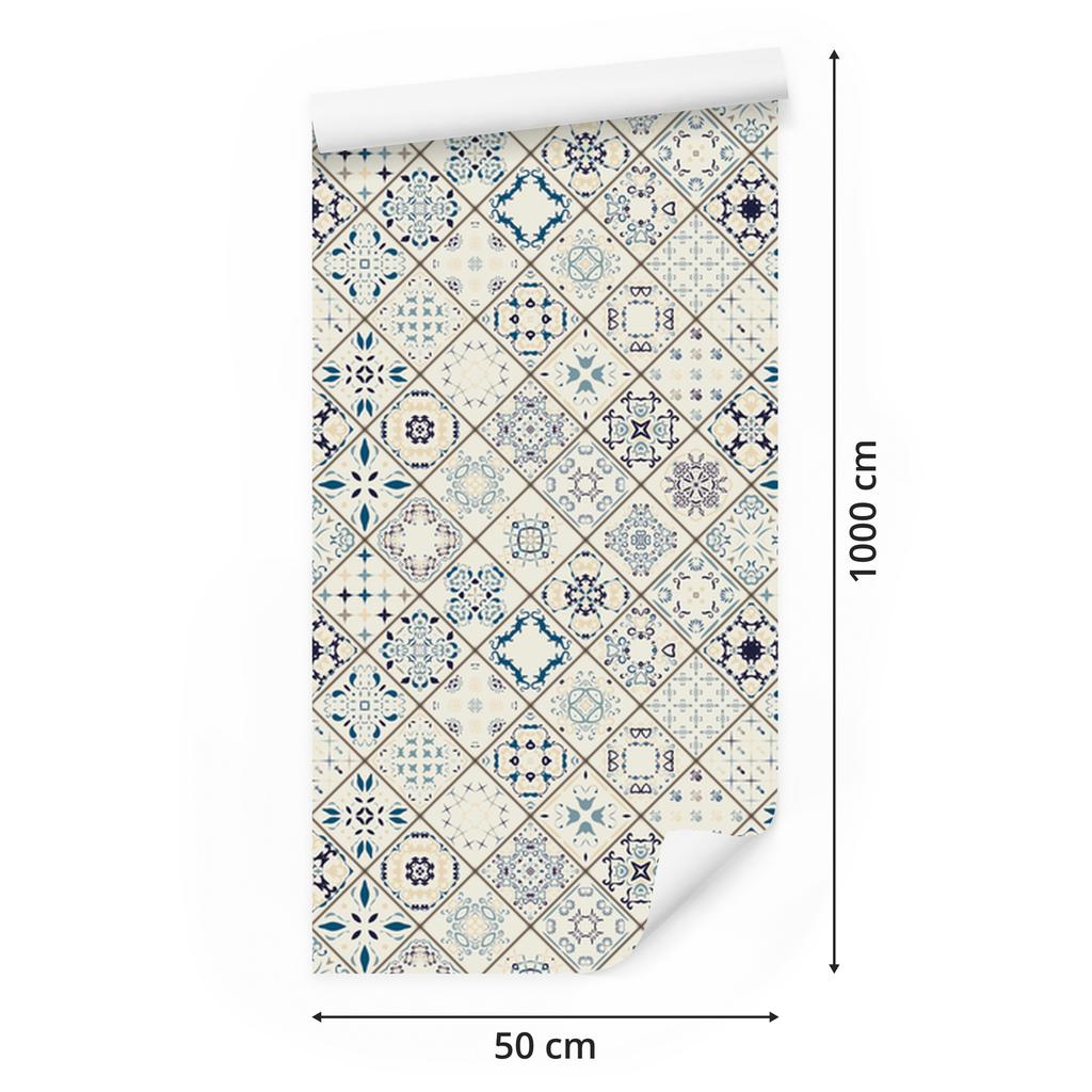 Colorful Moroccan Mosaic Wallpaper for Living Room and Bedroom 50x1000