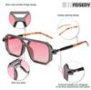 FEISEDY Retro Rectangular Sunglasses for Men and 70s Flat Aviator Classic B2622 Women, Sunglasses, UV400,