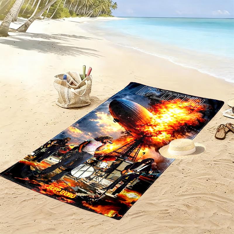 Led zeppelin Print Beach Towel, Large Soft Quick Dry Towel for Beach Camping Swimming