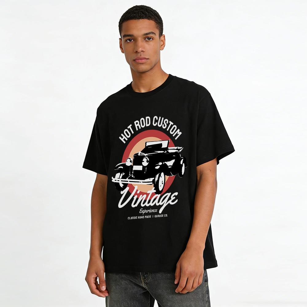Hot Rod Custom Vintage Car Graphic Tee Classic Garage Culture Top Pure cotton T-shirt