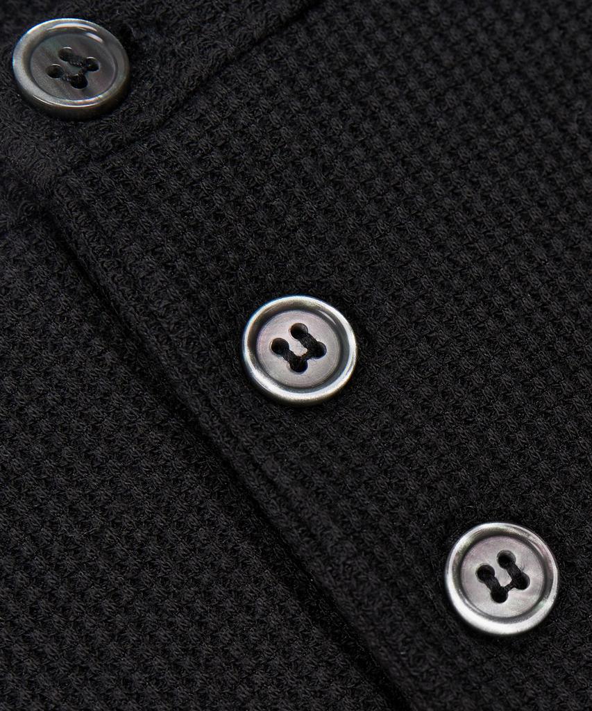 EXCONTAINER Henley Neck Waffle Long Sleeve (Black)
