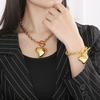 Beautiful Golden Heart Key Necklace Chain Fashionable Elegance And Chic 45 Cm