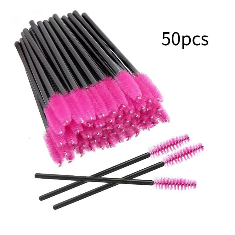 50pcs Disposable Plastic Eyelash Brushes Eyebrow Spoolers Mascara Wands Multi-Purpose Hygienic Beauty Salon and DIY Tools