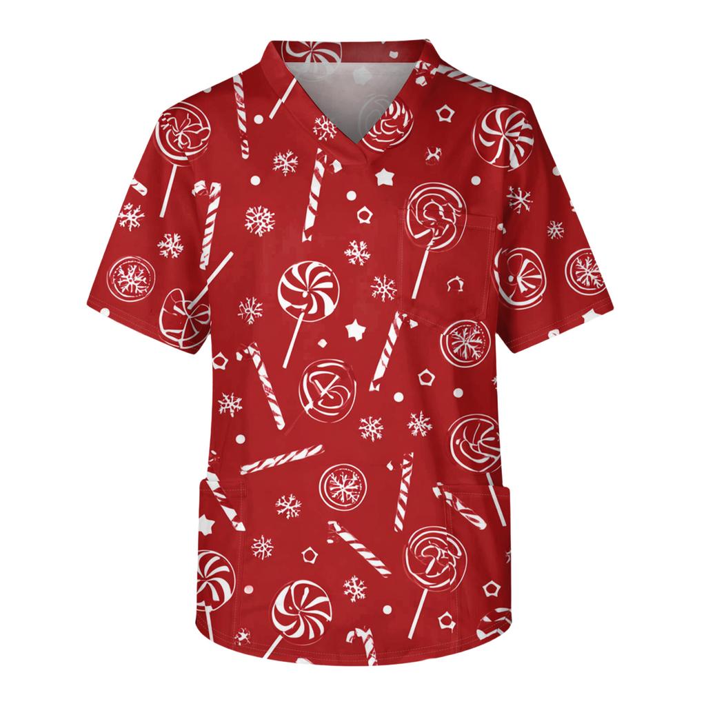 Men's Casual Short-Sleeved V-Neck Printed Front Pocket Top