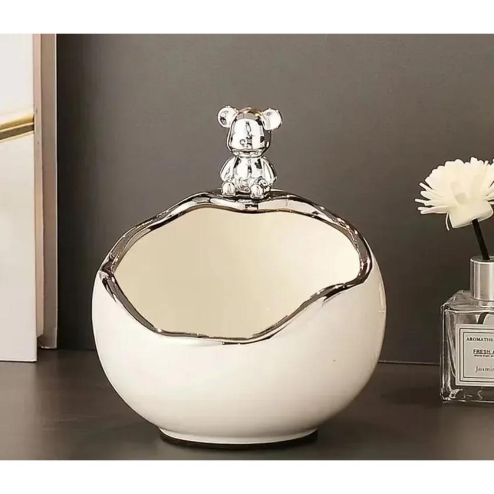 

Керамический поднос для медведя, статуэтка, держатель для ключей, конфетница, ювелирные изделия, серьги, подходит для домашнего декора, современного стола, офиса