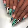 24PCS French Tip Fake Nails with Ink Crack Design Eco-Friendly ABS Material for Wedding Party