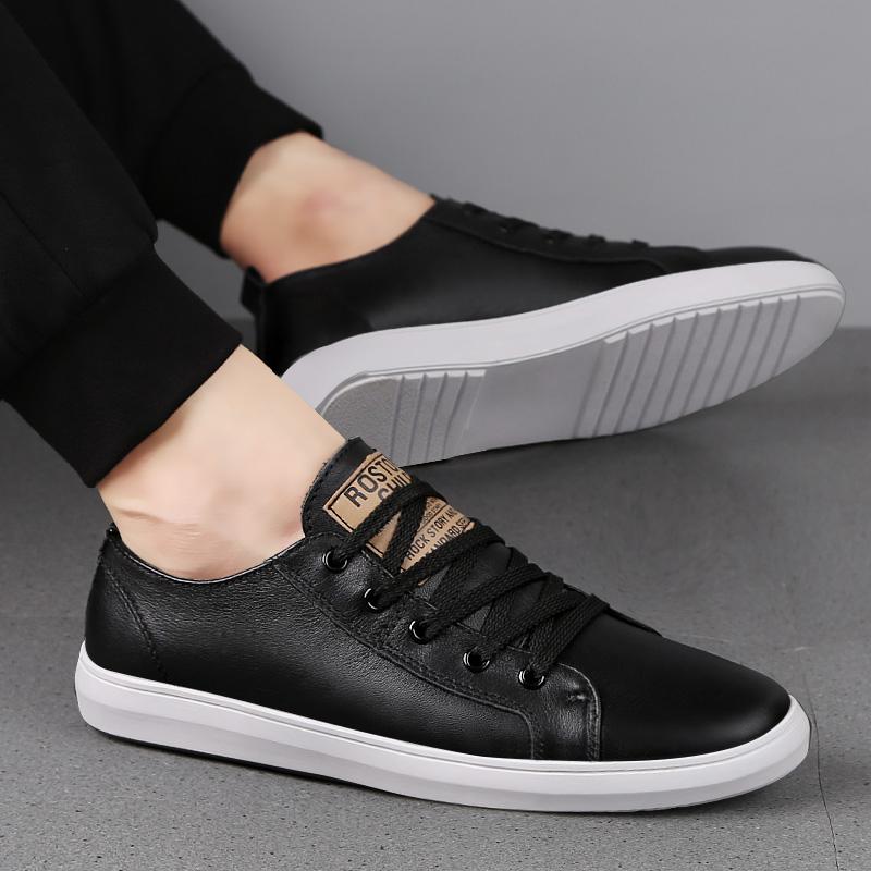 

Модные мужские классические прогулочные туфли из натуральной кожи со шнуровкой, мужские нескользящие кроссовки 2024 года, школьная обувь класса люкс 44 черный белый