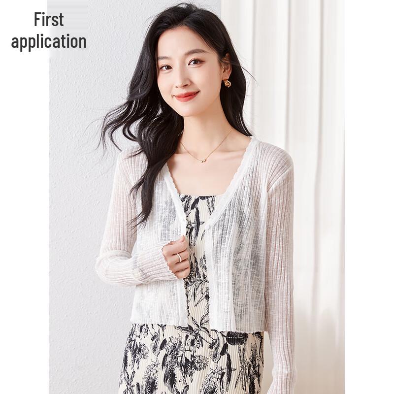 Women s V-Neck Long-Sleeve Knitted Cardigan M