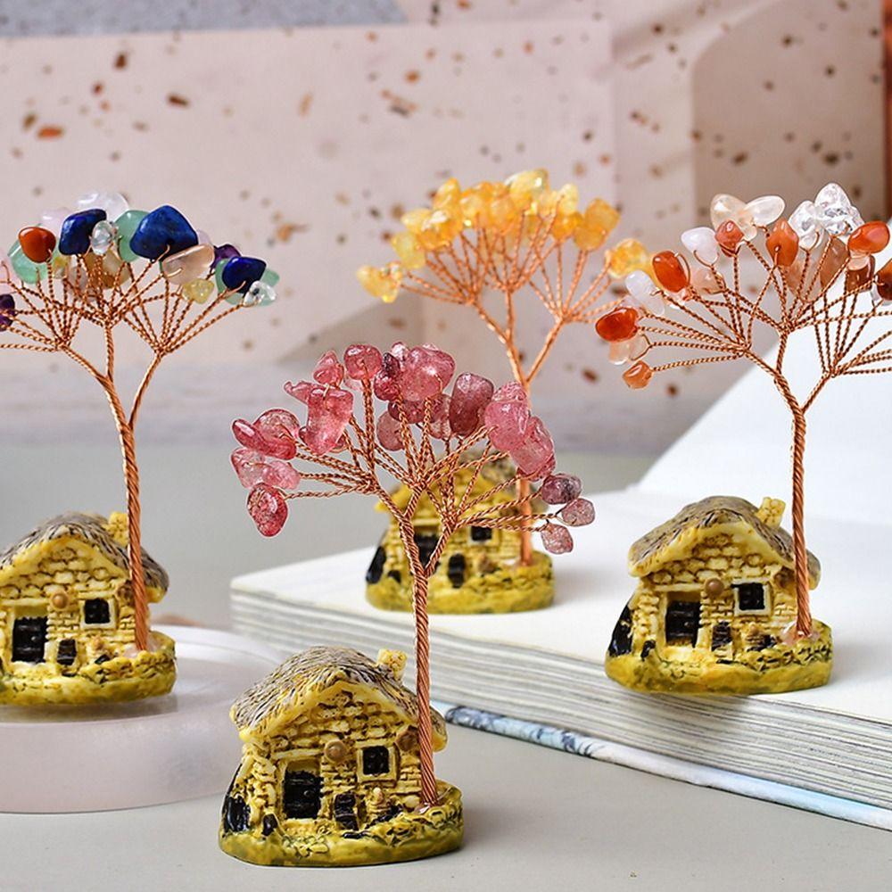 Multicolor Natural Crystal Tree Creative Lucky Tree Ornament Crystal Decorative Trees  Office
