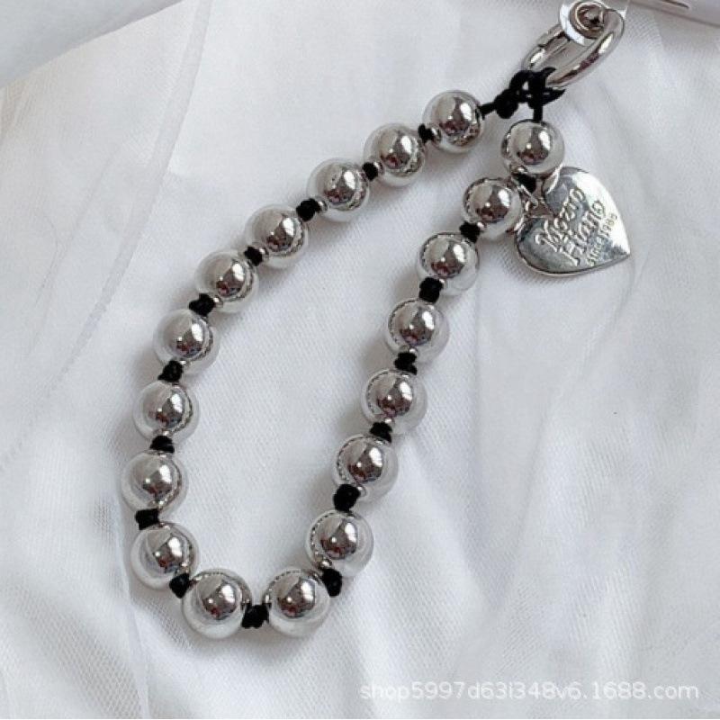 

Цепочка для мобильного телефона с биркой в форме сердца из бусин, ремешок для мобильного телефона One Size