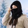 Women Winter Hood Hats Outdoor Cycling Windproof Cap Thermal Unisex Cold Proof Soft Plush with Face Mask Drawstring Warm Hat Drawstring Ski Mask Hat