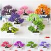 Artificial Bonsai Fake Plant Flower Potted Plastic Bonsai Home Garden Decoration Arrangement Ornament Home Table Decor