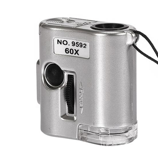 

60-кратний Міні Портативний LED УФ Лінза Ювелірна Перевірка Валюти Мікроскоп Лупа Збільшувальне Скло срібний