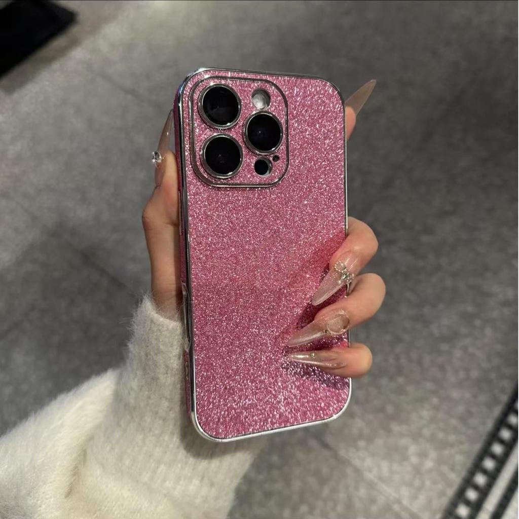 Bling Glitter Leather Case For iPhone 16 15 14 13 12 11 Pro Max Sparkling Soft Silicone Shockproof Plating Bumper Cover