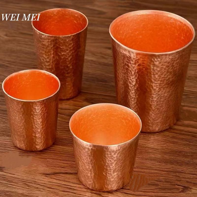 Multiple Sizes Vintage Copper Coffee Mug,Outdoor Water Juice Cup Handcrafted Hammer Texture Home use Drinking Tea Cup Tableware