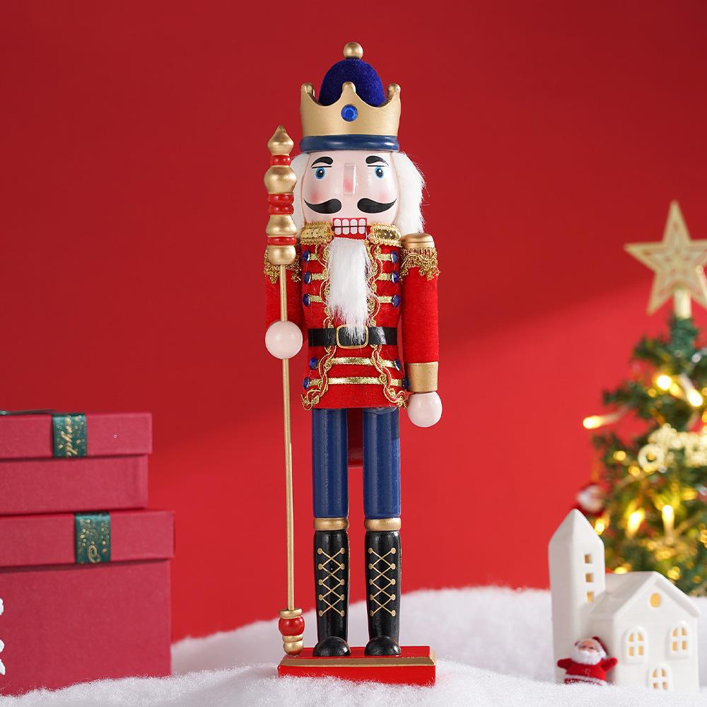

15inch Wooden Colorful Painted Nutcracker Soldier Handmade Christmas Tabletop Decor Home/Bars/Cafes/Restaurants Ornament Gift