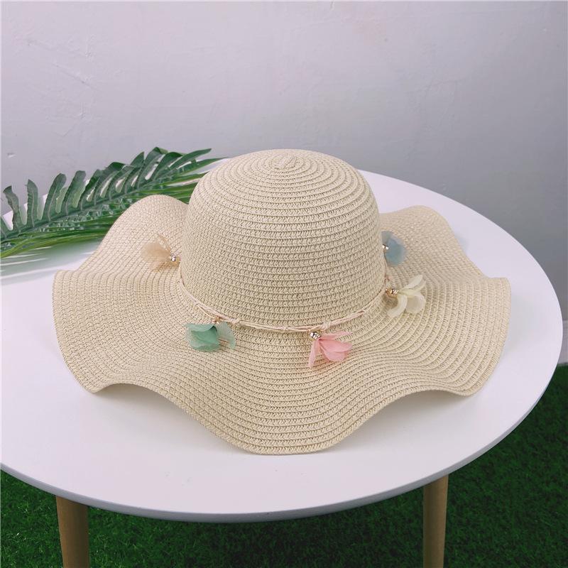 New summer flower straw hat ladies seaside vacation visor big brim beach hat foldable beach hat