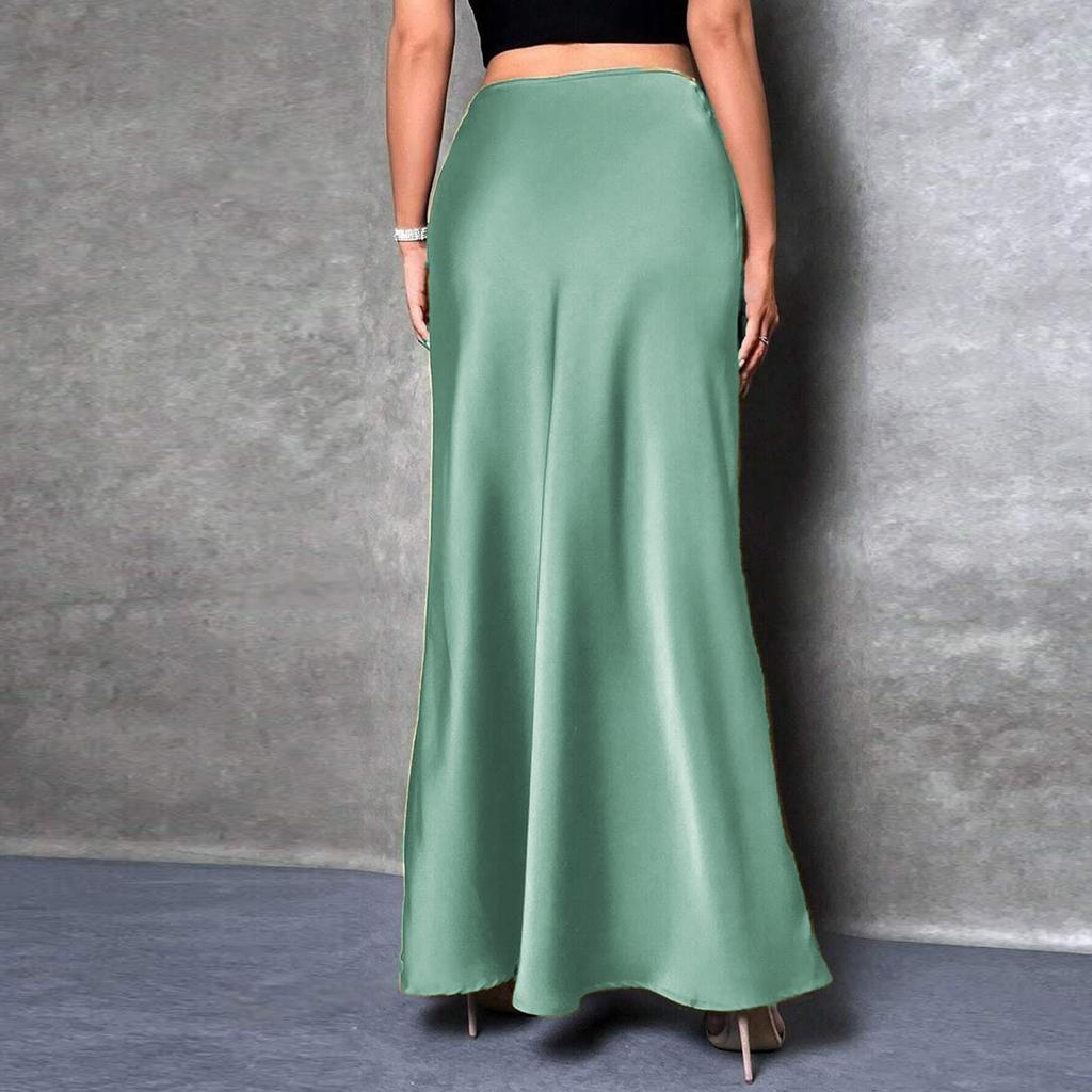 Women's Fashionable And Casual Design French Elegant Draped Satin Skirt