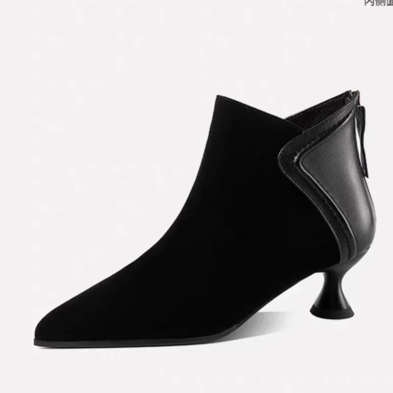 Dámské kozačky se špičatou špičkou Kozačky na podpatku na zip Western Designer Dámské kozačky na vysokém podpatku Retro Pohodlné vysoké podpatky