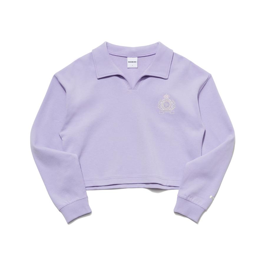 Mark M Women S V-Neck Collared Sweatshirt (Mgiba8757) Pu/S