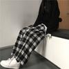 Harajuku Black and White Plaid Pants Women Summer Casual Wide Leg Trousers Korean Fashion Loose Straight Pants Y2k Bottom