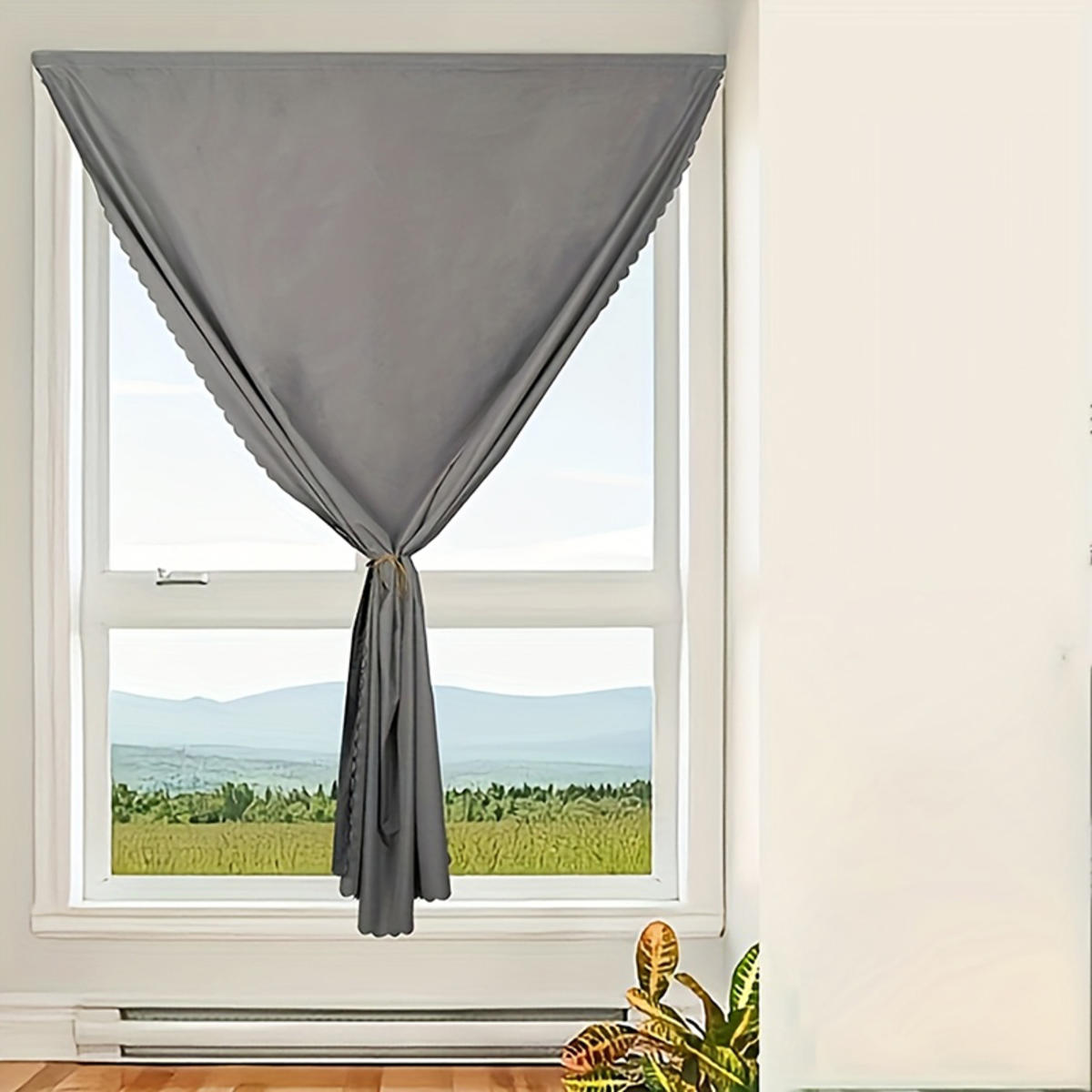 

Modern Self-adhesive Blackout Curtains for Living Room Bedroom Solid Color Simple Holes Free Window Drapes Easy Install 1.0*1.4 meters серый