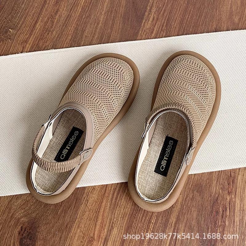 Fashion Women's Shoes Summer Breathable Casual Sandals Fashion Baotou Half Slippers for Women Mesh Sandals Flat Sandals Sandalias Mujer