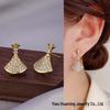 Elegant Fan-Shaped Full Diamond Drop Earrings - Light Luxury & Versatile Design