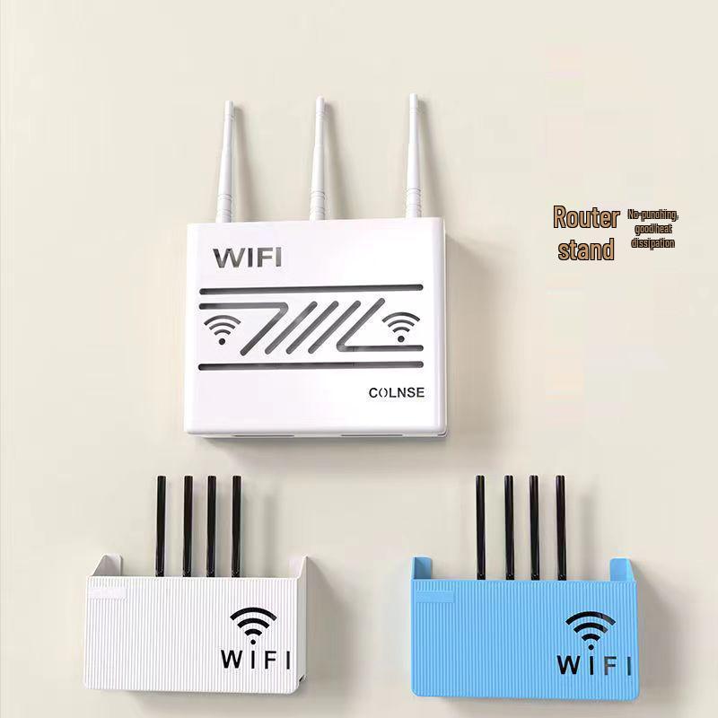 Punch-Free Wall-Mounted Wireless Router and Cable Organizer Box