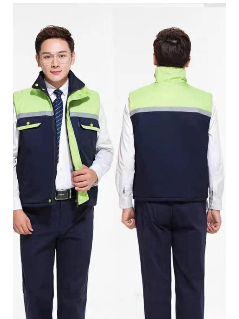 Custom LOGO Reflective Workwear Vest with Thick Padding for Warmth