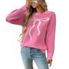 New Women's Retro Casual Bow Jacquard Sweater
