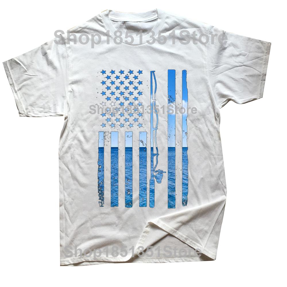 Funny American Flag Fish Fisher Fisherman Graphic Tshirt Fashion Casual Oversized Fishing Lover Tshirts Mens Cotton T Shirt