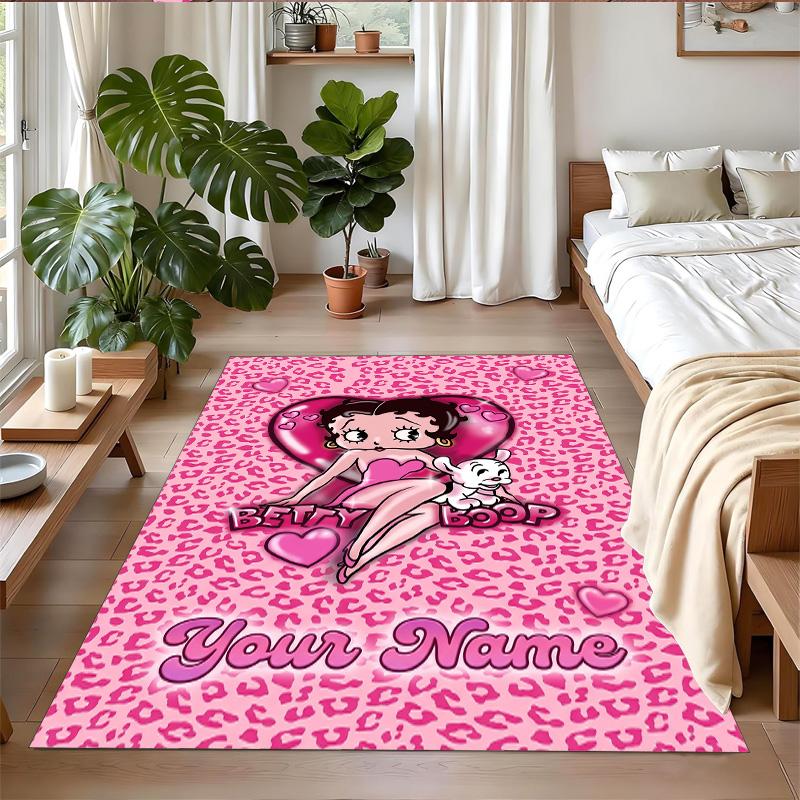 Crystal Velvet Rug Custom Name Text, Soft Non Slip Floor Mat Home DecorBetty Boop