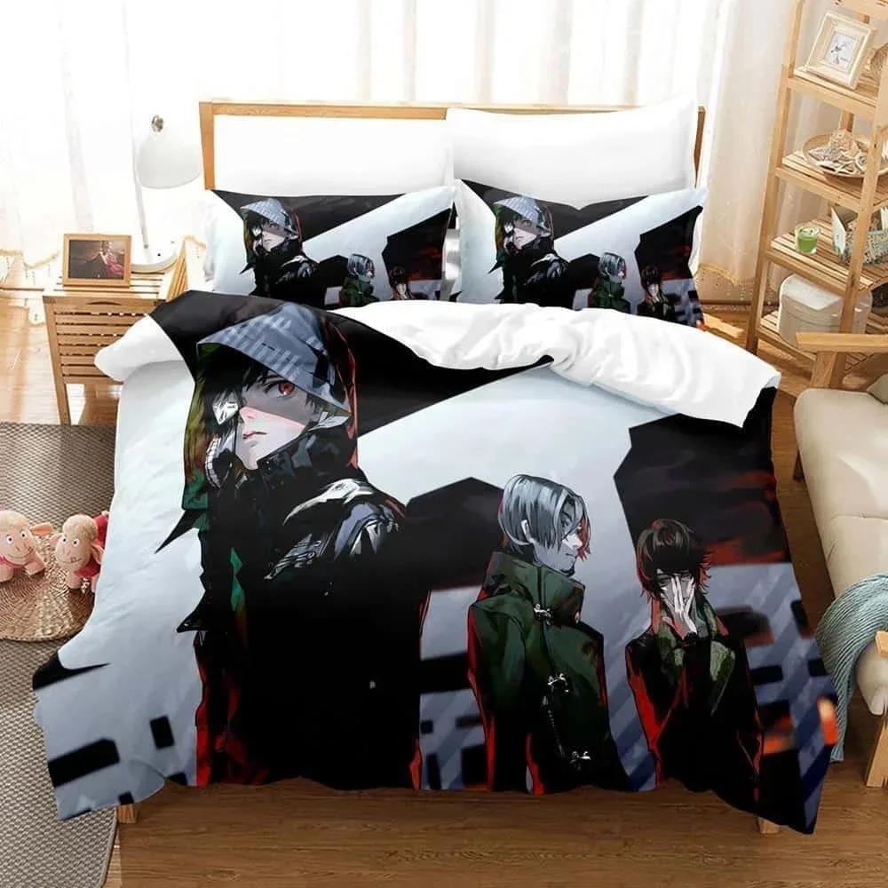 3D Print Anime With Bed Linen Collection Tokyo Ghoul Bedding Collection Single Twin Full Queen King Size Bed Collection Aldult Kid Bedroom Duvetcov