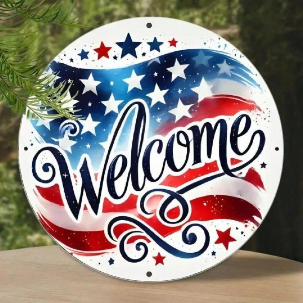 Metal Wall Art American Flag Patriotic Decor Bar Club Kitchen Hanging Painting Independence Day Home Decoration