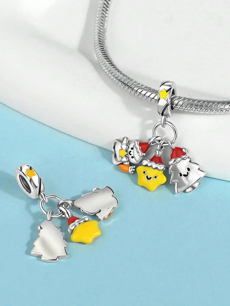 Charms Plata Copper Colors Christmas Gift Snowman Beads Charm Pendant For Original Bracelet For Women Diy Jewelry Love Gift