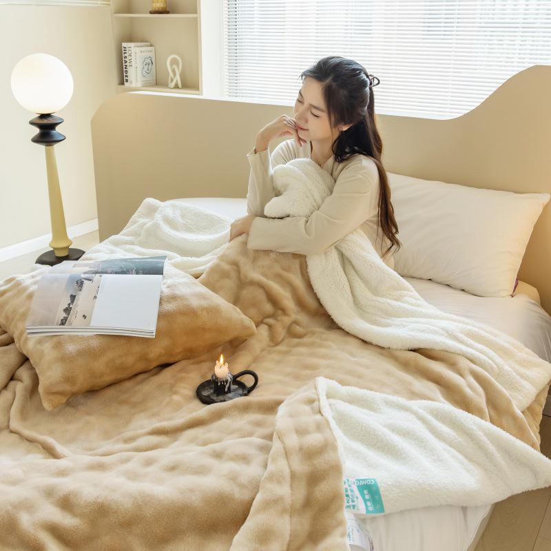 Nuovo Stile Coperta in Velluto con Pelliccia di Coniglio Peluche per Divano o Ufficio