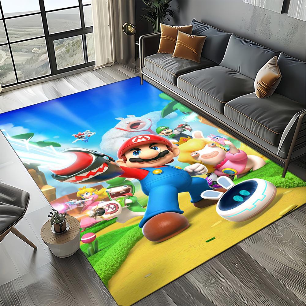 Retro Mario Cartoon Area Rug,Carpet Rug for Home Living Room Bedroom Sofa Doormat Decor,Kids Play Floor Mat