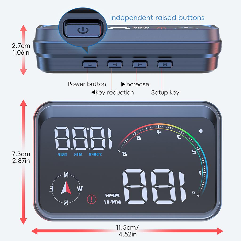 M24 GPS+OBD Car Head Up Display On Computer Speedometer Voltmeter RPM Fuel Level Water Temp Compass Car Accessories With Alarm