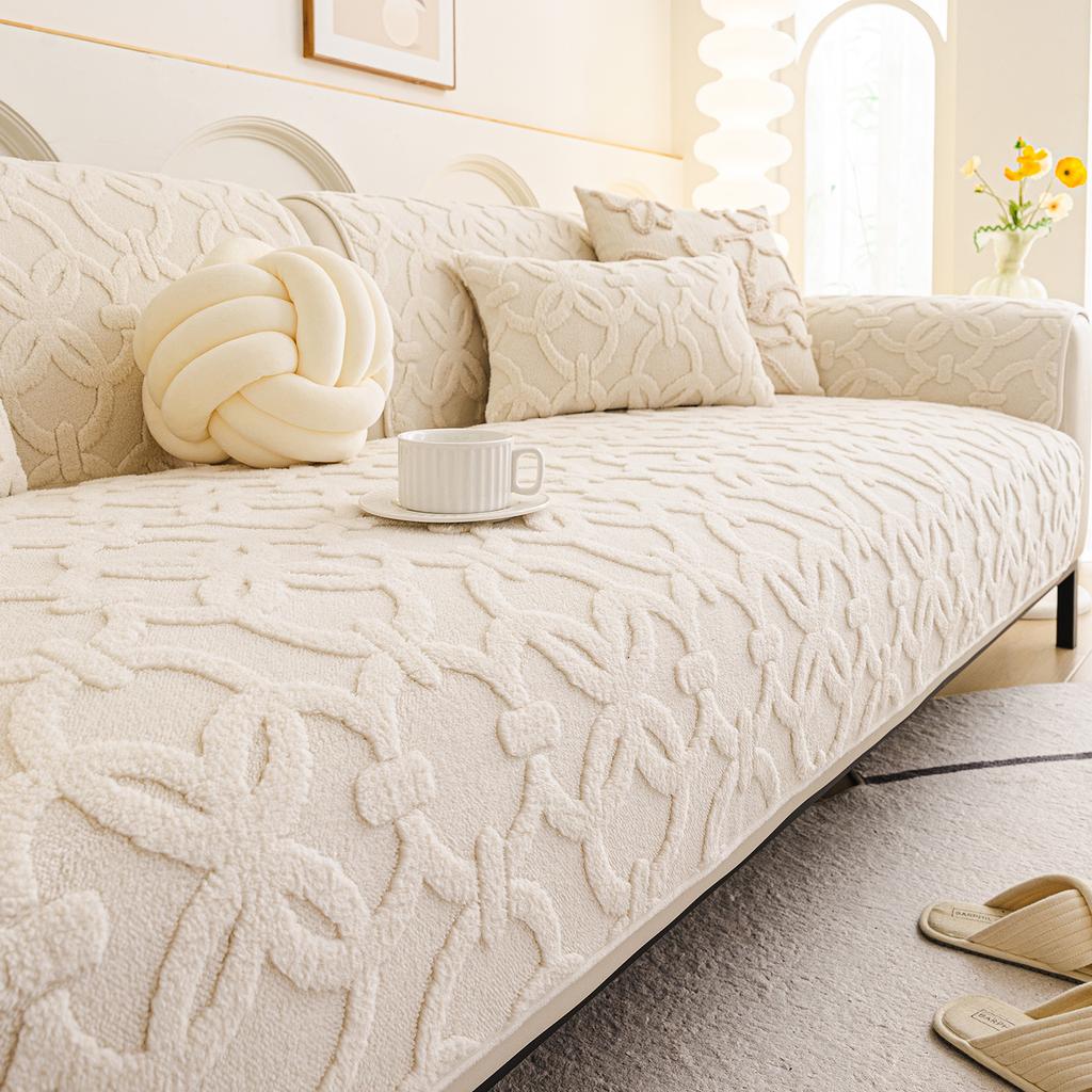 Winter Warm Plush Sofa Seat Cover Minimalist Anti-Slip Thickened Living Room Cushion Straight-Cut Throw For Living Room