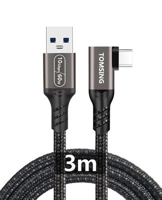 TOMSING USB Type C VRLink Connection USB A To USB C Fast Data Nylon Compatible with iPhone iPad and Other Android 3m Gray Right-Angle Cable, Cable,