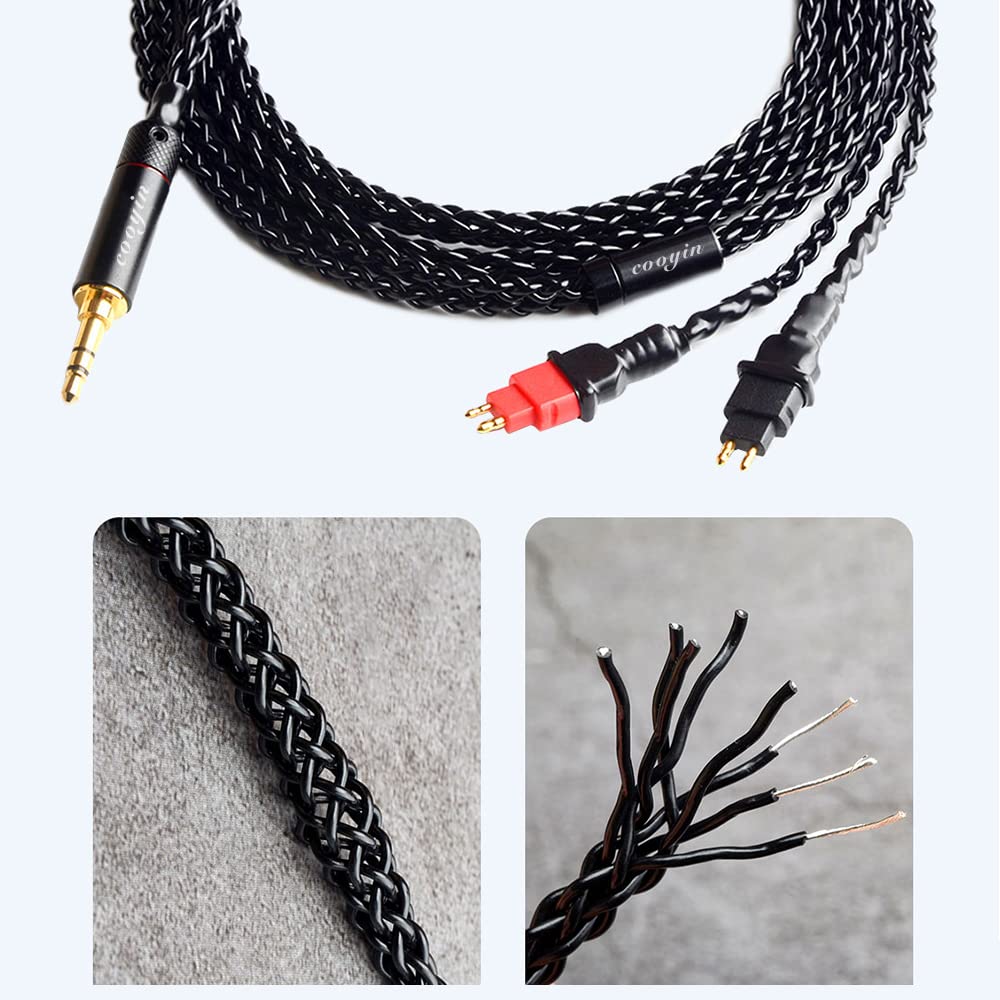 cooyin cy8BHD Recable Headphone Cable for Earphones and Single Crystal Copper Cable for Sennheiser Balanced Headphones, 8-Core Silver-Plated