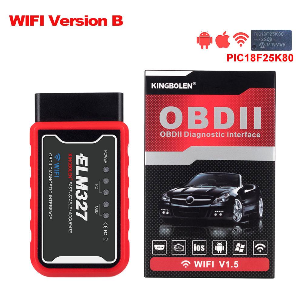 ELM327 V1.5 PIC18F25K80 lustas Dviguba plokštė WIFI/BT OBD2 kodo skaitytuvas ELM327 OBDII diagnostikos įrankis Android/IOS telefonui PK ICAR 2